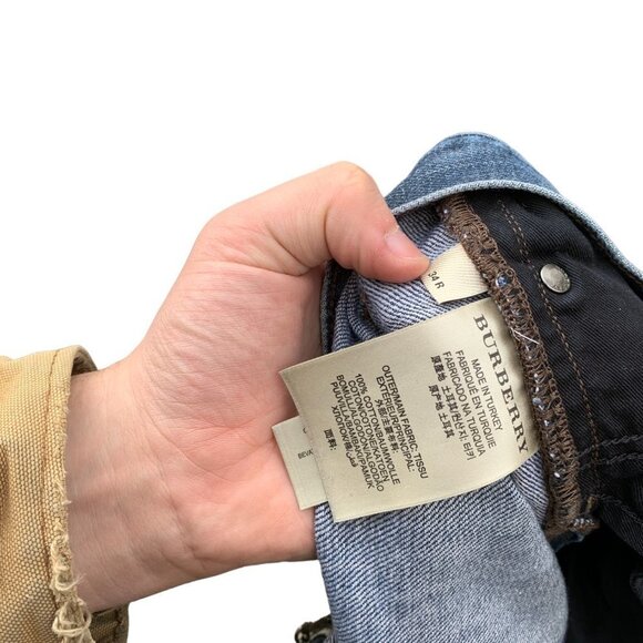 VINTAGE Burberry Jeans Size 34 Blue RIPPED CROTCH - Picture 6 of 10